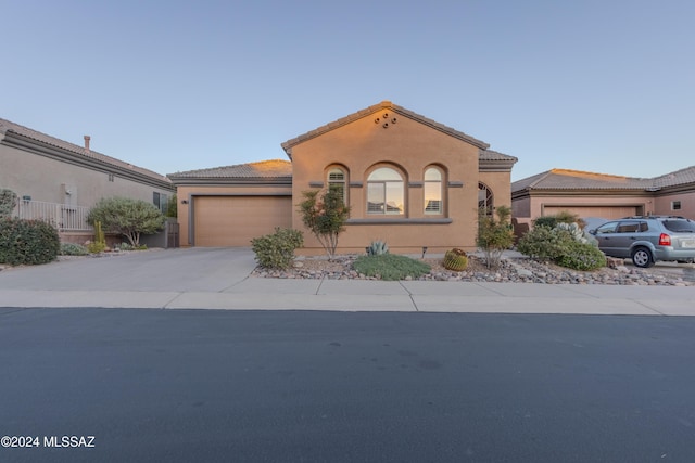 view of front of property with a garage