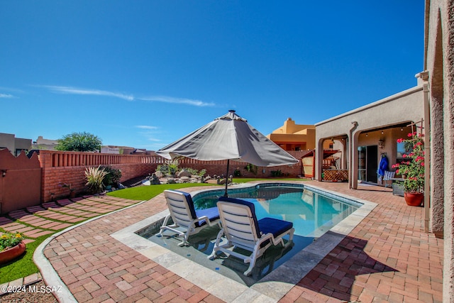 view of pool featuring a patio