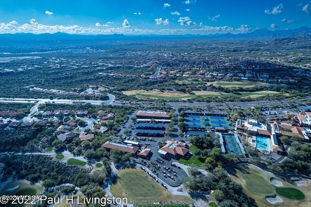 bird's eye view with a mountain view