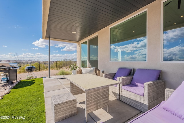 view of patio featuring outdoor lounge area and area for grilling