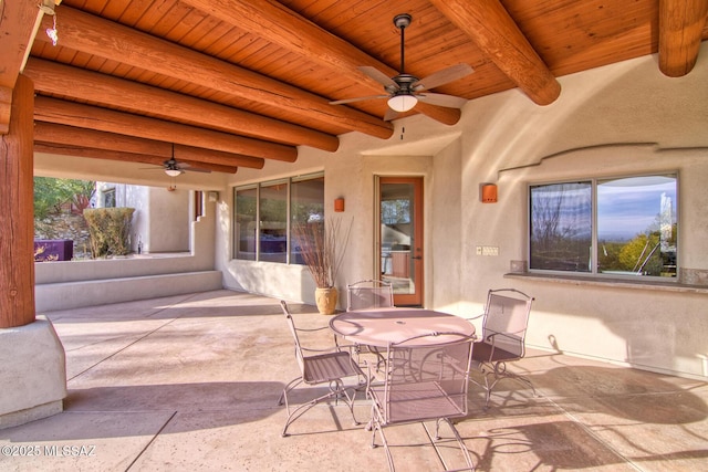 view of patio / terrace featuring a balcony and ceiling fan