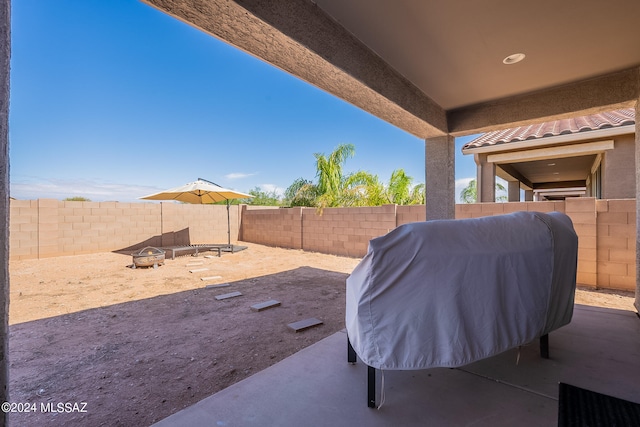 view of patio / terrace featuring a grill