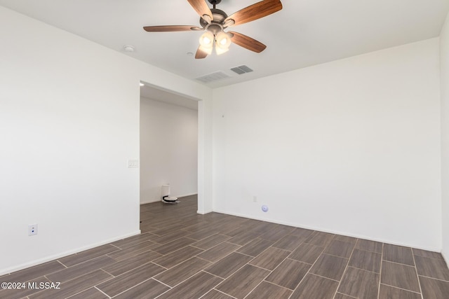 spare room featuring ceiling fan