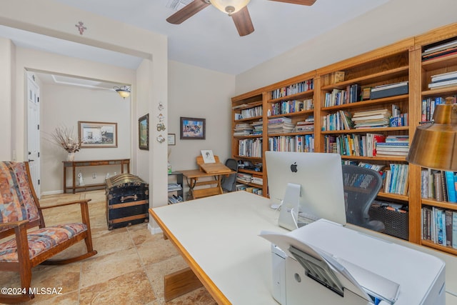 home office with ceiling fan