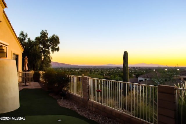 exterior space featuring a mountain view