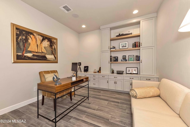 office featuring dark hardwood / wood-style flooring