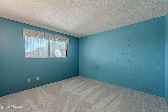 unfurnished room with a textured ceiling and carpet floors