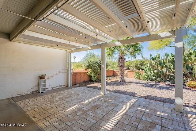 view of patio / terrace featuring a pergola