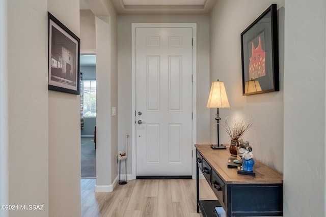 foyer featuring light wood-type flooring