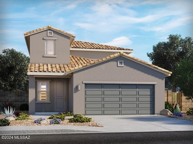 view of front of house with a garage