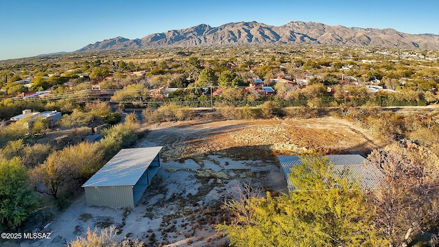 drone / aerial view with a mountain view