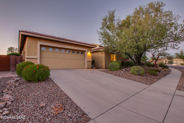 view of front facade with a garage