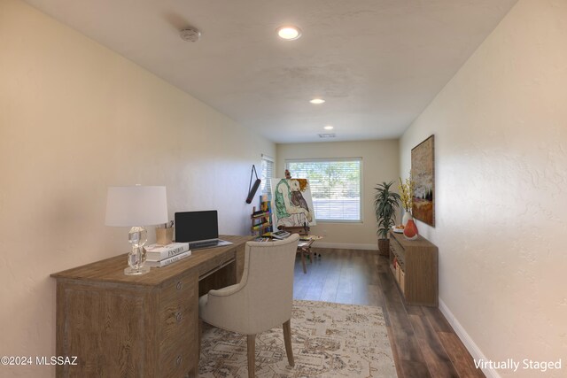 office featuring dark hardwood / wood-style floors