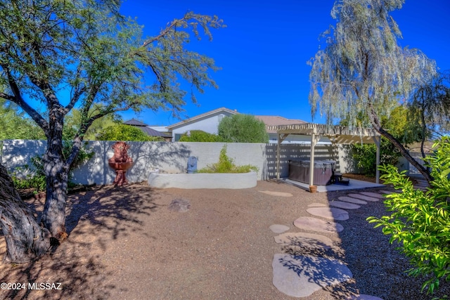 view of yard with a pergola