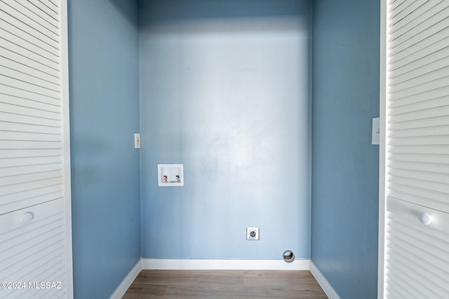 washroom featuring washer hookup, wood-type flooring, and electric dryer hookup