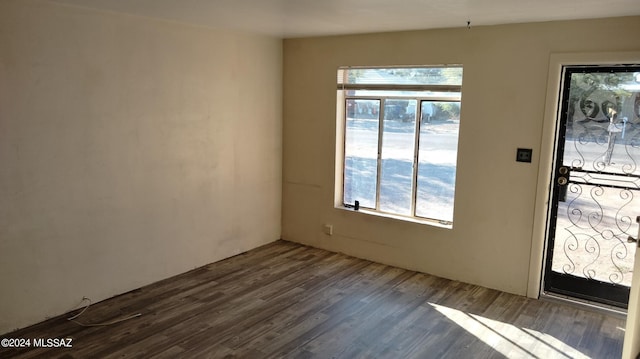 unfurnished room featuring dark wood-type flooring and a wealth of natural light