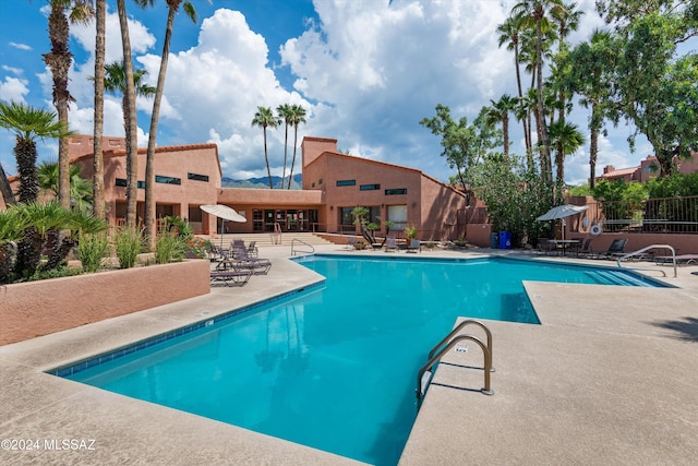 view of pool featuring a patio