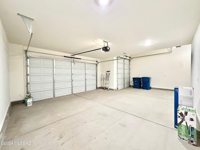 garage with a garage door opener