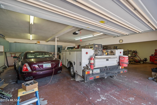 garage with a garage door opener