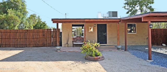 view of front of property with central AC