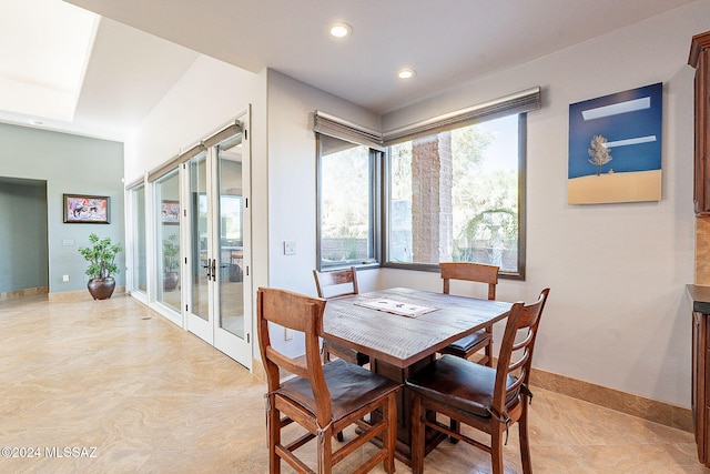 dining space with french doors