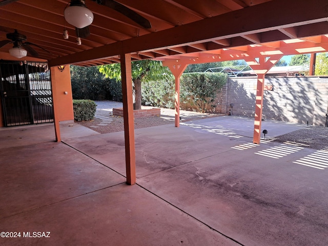 view of patio / terrace featuring ceiling fan