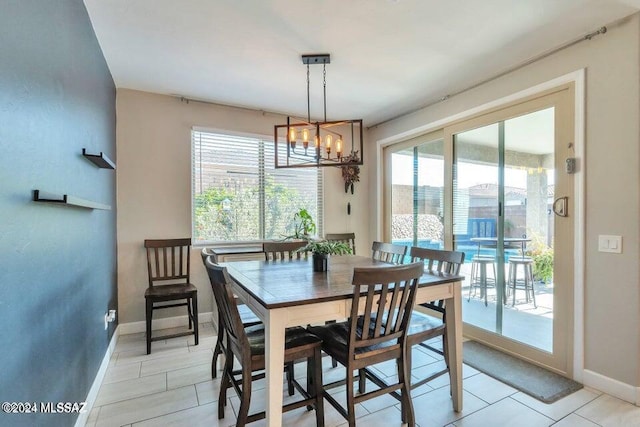 dining room with a notable chandelier and plenty of natural light