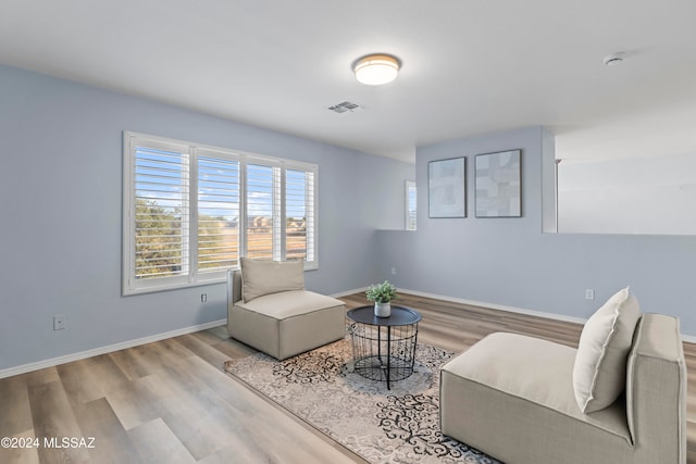 living area featuring light wood-type flooring