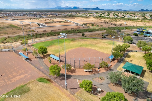 bird's eye view featuring a mountain view