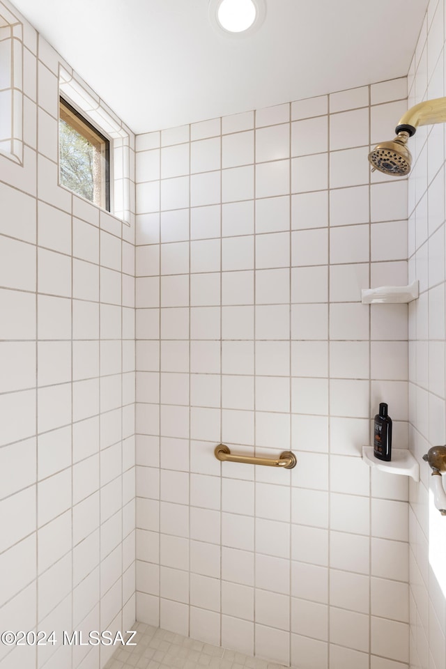 bathroom with a tile shower