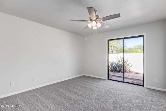 carpeted empty room with ceiling fan