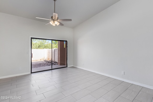 spare room featuring ceiling fan