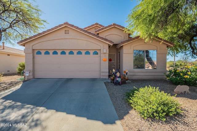 view of front of property with a garage