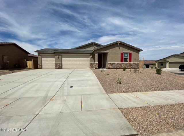 exterior space with a garage