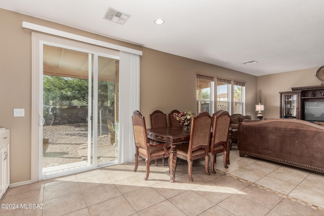 dining room with light tile patterned floors