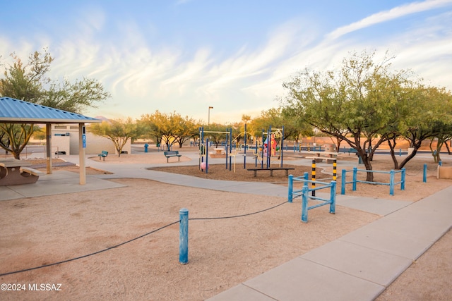 view of property's community with a gazebo and a playground