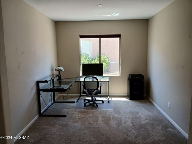 view of carpeted office space