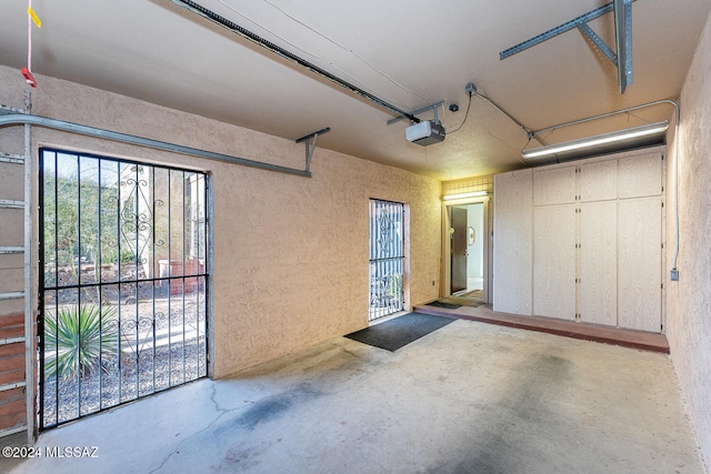 garage with a garage door opener