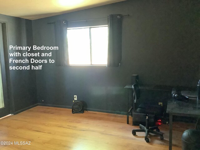 office space featuring light hardwood / wood-style floors