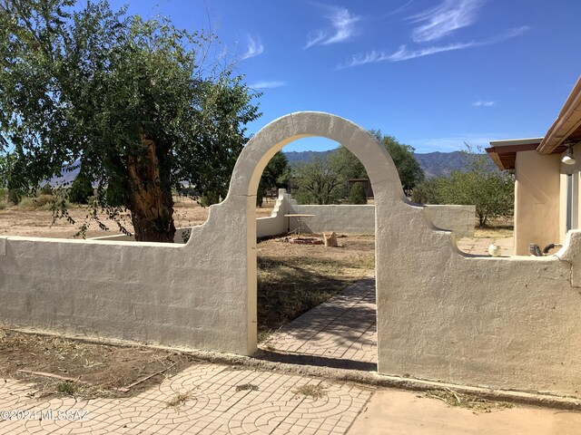 exterior space featuring a mountain view