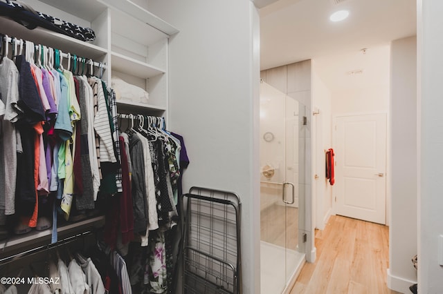 spacious closet with light wood-type flooring