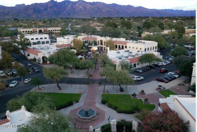 birds eye view of property featuring a mountain view