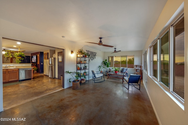 view of patio / terrace featuring an outdoor hangout area and ceiling fan