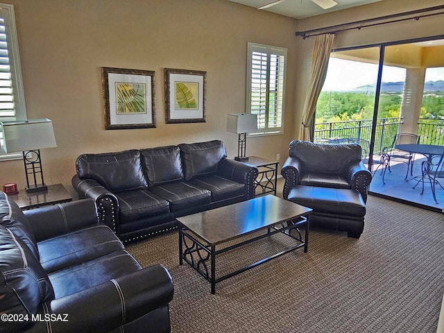 view of carpeted living area