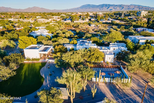birds eye view of property with a mountain view