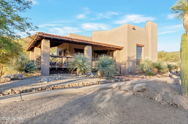 view of pueblo revival-style home