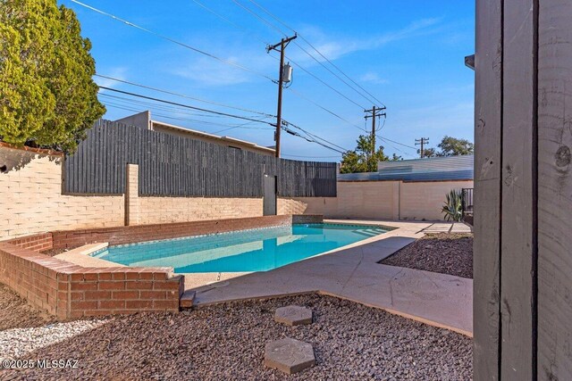 view of pool with a patio area, a fenced backyard, and a fenced in pool