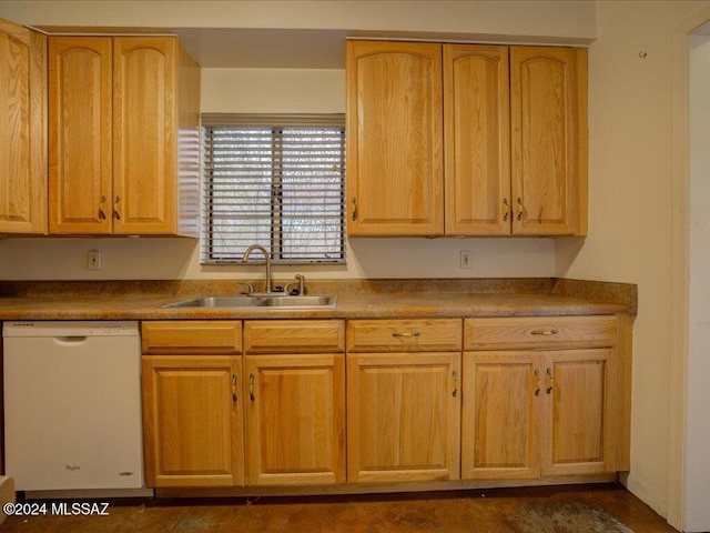 kitchen with white dishwasher and sink