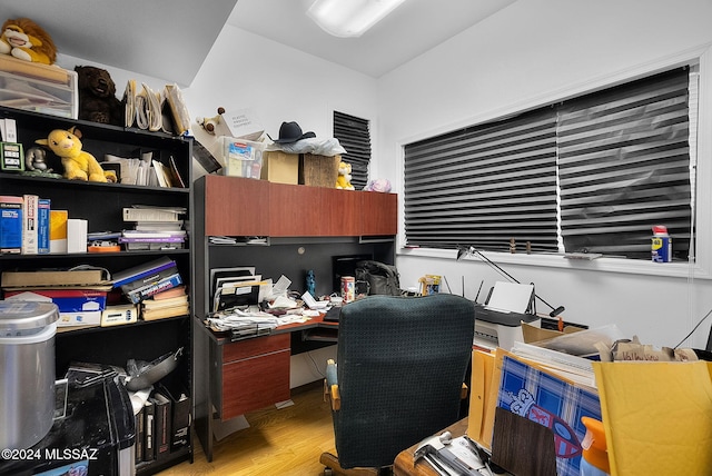 office space featuring light hardwood / wood-style floors