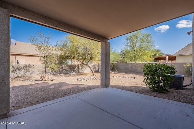 view of patio featuring central AC unit